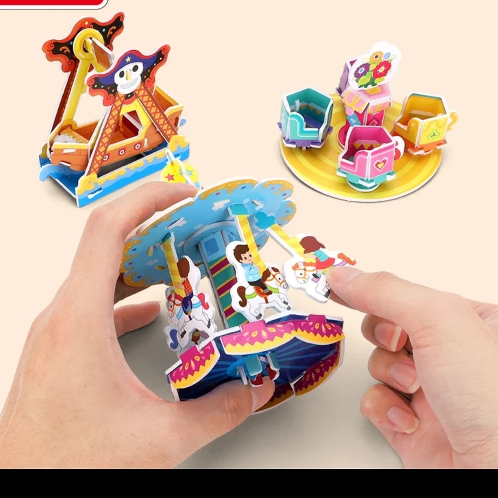 3D puzzle kids Ferris Wheel Carousel educational toy assembly craft age 5 6 7+